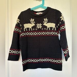 H&M Black and White Kids Sweater with Reindeer Pattern